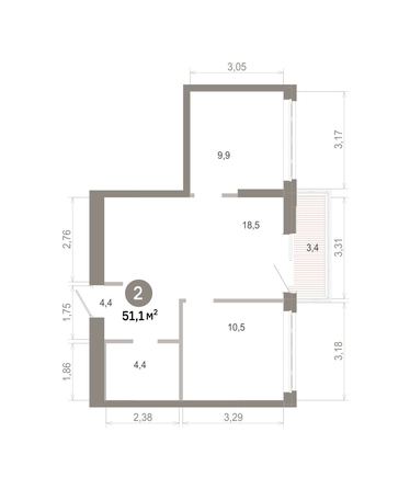 
  Продается 2-комн. квартира 51.08 м², в  Квартал Молодость, дом 1. Фото 1.