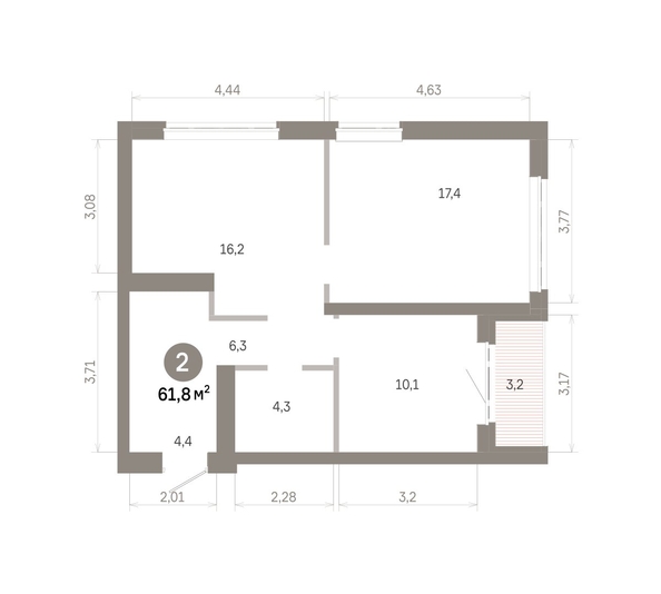 
  Продается 2-комн. квартира 61.83 м², в  Квартал Молодость, дом 1. Фото 1.