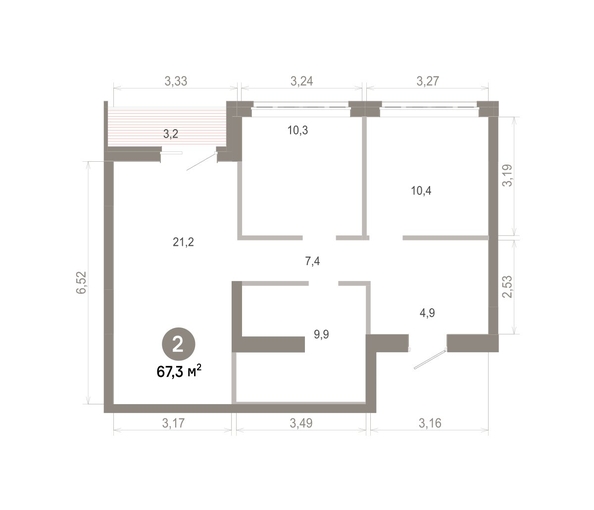 
  Продается 2-комн. квартира 67.3 м², в  Квартал Молодость, дом 1. Фото 1.