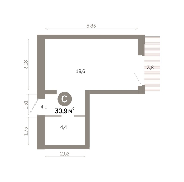 
  Продается студия 30.85 м², в  Квартал Молодость, дом 1. Фото 1.