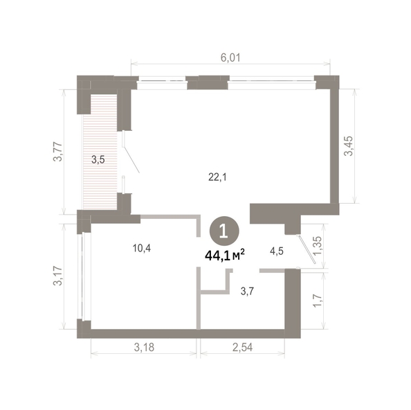 
  Продается 1-комн. квартира 44.14 м², в  Квартал Молодость, дом 1. Фото 2.