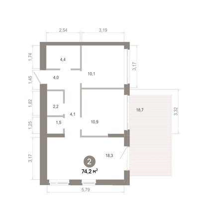 
  Продается 2-комн. квартира 74.17 м², в  Квартал Молодость, дом 1. Фото 1.