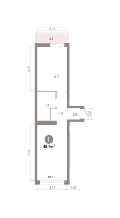 
  Продается 1-комн. квартира 48.85 м², в  Квартал Молодость, дом 1. Фото 1.