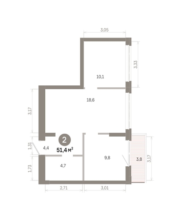 
  Продается 2-комн. квартира 51.44 м², в  Квартал Молодость, дом 1. Фото 1.