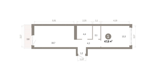
  Продается 1-комн. квартира 47.81 м², в  Квартал Молодость, дом 1. Фото 1.
