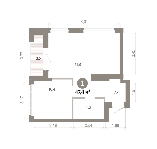 
  Продается 1-комн. квартира 47.41 м², в  Квартал Молодость, дом 1. Фото 1.