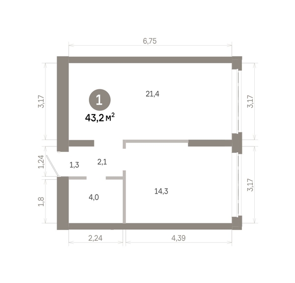 
  Продается 1-комн. квартира 43.16 м², в  Квартал Молодость, дом 1. Фото 1.