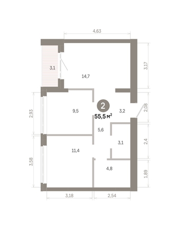 
  Продается 2-комн. квартира 55.52 м², в  Квартал Молодость, дом 1. Фото 1.