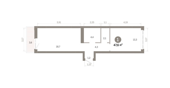 
  Продается 1-комн. квартира 47.65 м², в  Квартал Молодость, дом 1. Фото 1.