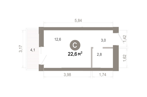 
  Продается студия 22.55 м², в  Квартал Молодость, дом 1. Фото 1.