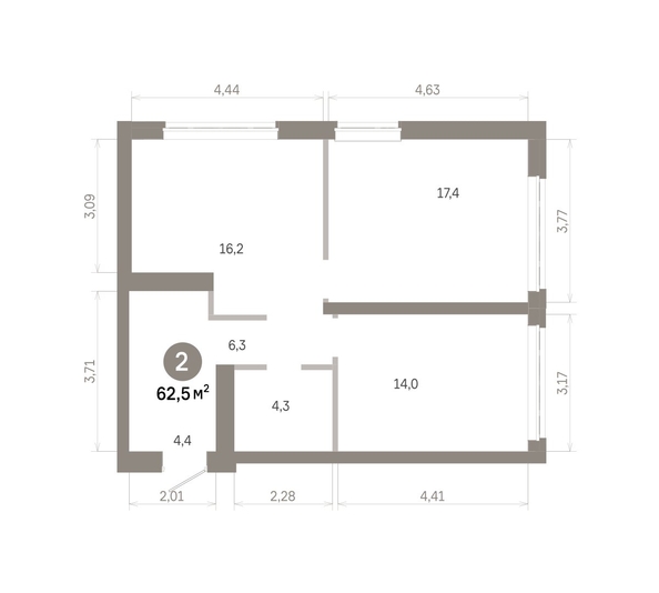 
  Продается 2-комн. квартира 62.48 м², в  Квартал Молодость, дом 1. Фото 1.