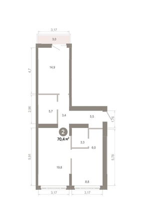 
  Продается 2-комн. квартира 70.35 м², в  Квартал Молодость, дом 1. Фото 1.