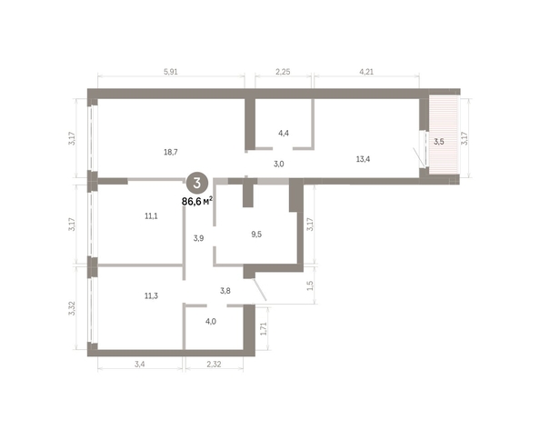 
  Продается 3-комн. квартира 86.63 м², в  Квартал Молодость, дом 1. Фото 1.