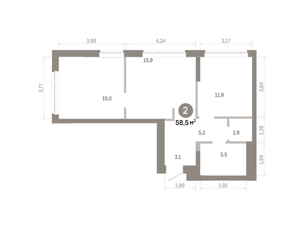 
  Продается 2-комн. квартира 58.48 м², в  Квартал Молодость, дом 1. Фото 1.