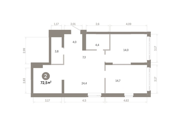
  Продается 2-комн. квартира 72.54 м², в  Квартал Молодость, дом 1. Фото 1.