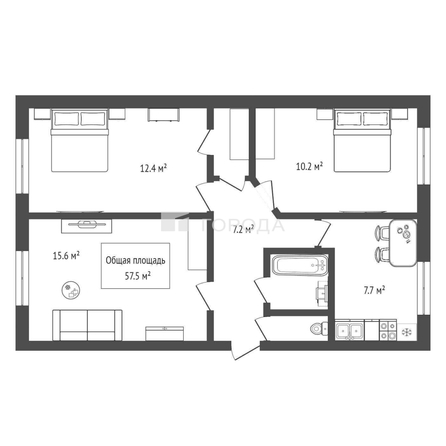 
  Продается 3-комн. квартира 57.5 м². Фото 18.
