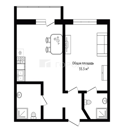 
  Продается 1-комн. квартира 35.3 м², в ЖК Основа. Фото 13.