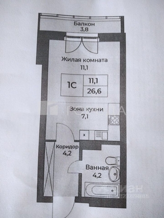 
  Продается студия 26.6 м², в ЖК Солнечные часы, 4 очередь дом 6. Фото 5.