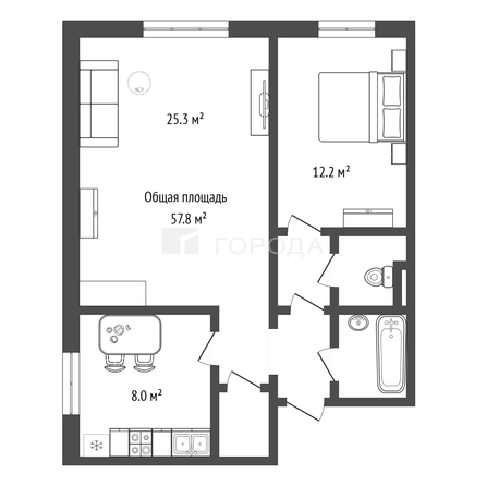 
  Продается 1-комн. квартира 57.8 м². Фото 20.
