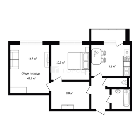 
  Продается 2-комн. квартира 49.9 м², в ЖК Чистая Слобода, дом 41. Фото 10.