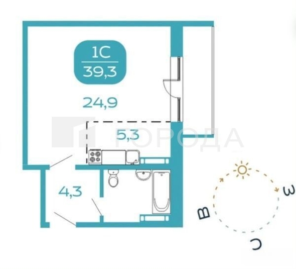 
  Продается студия 39.3 м², в ЖК Аквамарин, дом 1/2. Фото 9.