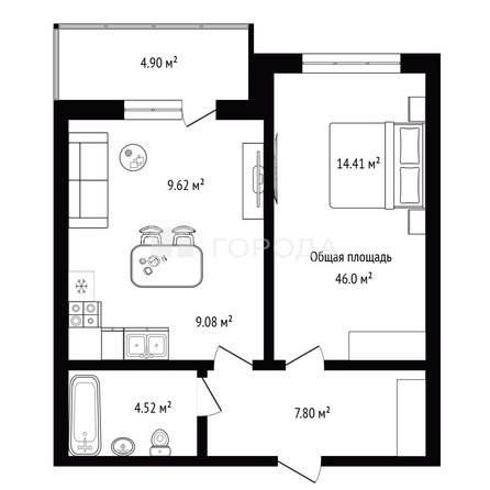 
  Продается 1-комн. квартира 46 м², в ЖК Дом на дачной. Фото 26.
