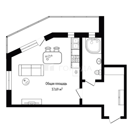 
  Продается студия 37.69 м², в ЖК Дом на макаренко. Фото 12.