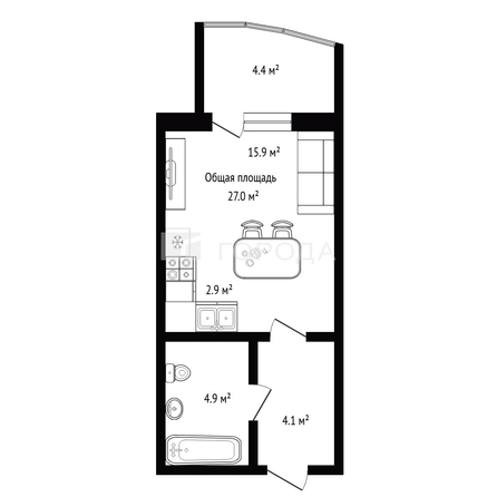 
  Продается студия 27 м², в ЖК Никольский парк, дом 3. Фото 20.