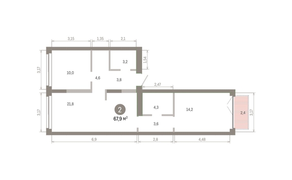
  Продается 2-комн. квартира 67.86 м², в ЖК Европейский берег, дом 45. Фото 1.