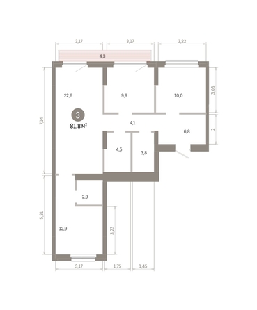 
  Продается 3-комн. квартира 81.8 м², в ЖК Лебедевский квартал, д 1. Фото 1.