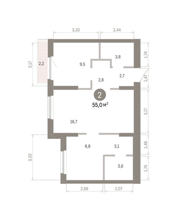 
  Продается 2-комн. квартира 54.98 м², в ЖК Пшеница, 6.1. Фото 1.
