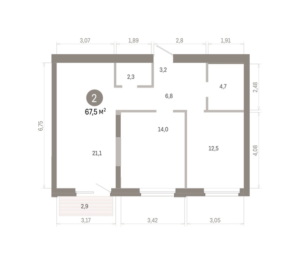 
  Продается 2-комн. квартира 67.52 м², в ЖК Город на озере. Фото 1.