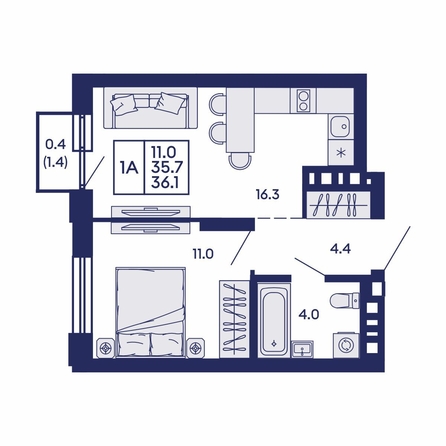 
  Продается 1-комн. квартира 36.1 м², в ЖК Сила леса, корп 2. Фото 1.