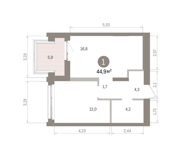 
  Продается 1-комн. квартира 44.89 м², в ЖК Европейский берег, дом 32. Фото 1.