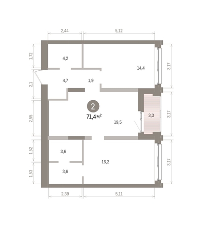 
  Продается 2-комн. квартира 71.39 м², в ЖК Европейский берег, дом 32. Фото 1.