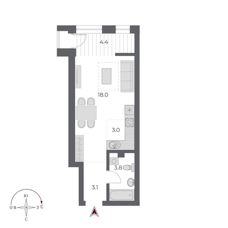
  Продается студия 32.3 м², в ЖК ОСКАР, дом 2. Фото 1.