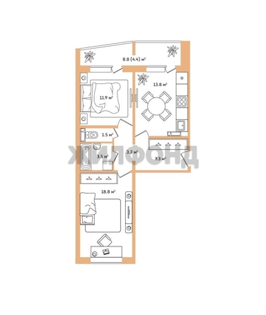 
  Продается 2-комн. квартира 60.2 м², в ЖК Приозерный, дом 707 серия Life. Фото 23.
