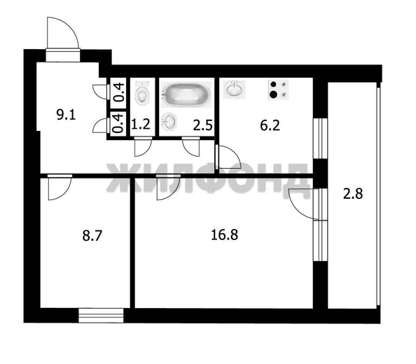 
  Продается 2-комн. квартира 48.1 м². Фото 2.