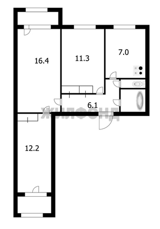 
  Продается 3-комн. квартира 60.8 м². Фото 2.