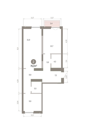 
  Продается 2-комн. квартира 75.03 м², в ЖК Европейский берег, дом 45. Фото 1.