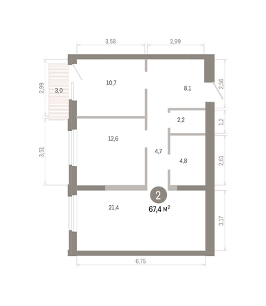 
  Продается 2-комн. квартира 67.44 м², в ЖК Город на озере. Фото 1.