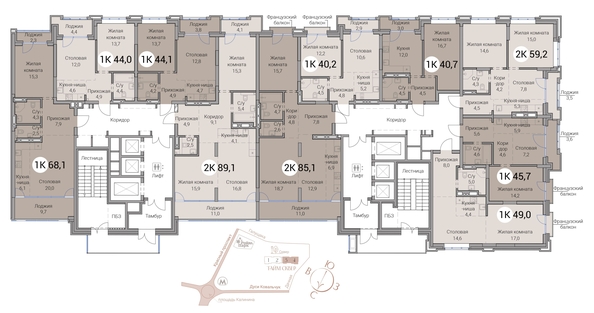 
  Продается 2-комн. квартира 44.1 м², в ЖК Тайм Сквер. Фото 19.