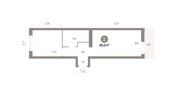 
  Продается 1-комн. квартира 44.98 м², в  Квартал Молодость, дом 1. Фото 1.