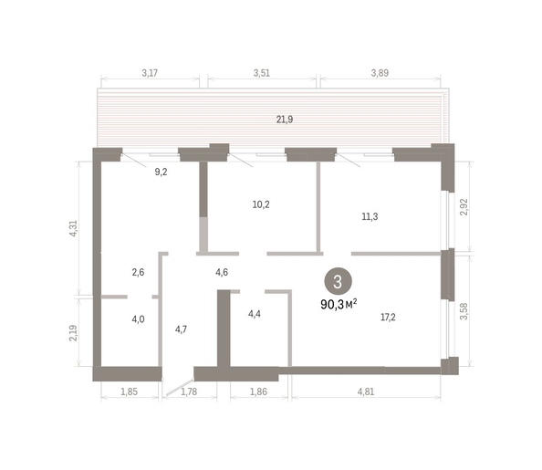 
  Продается 3-комн. квартира 90.26 м², в ЖК Город на озере. Фото 1.