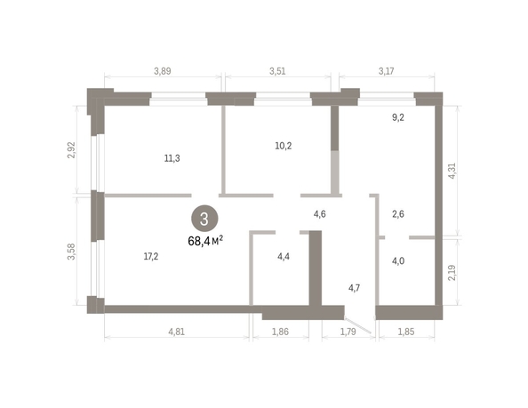 
  Продается 3-комн. квартира 68.35 м², в ЖК Город на озере. Фото 2.