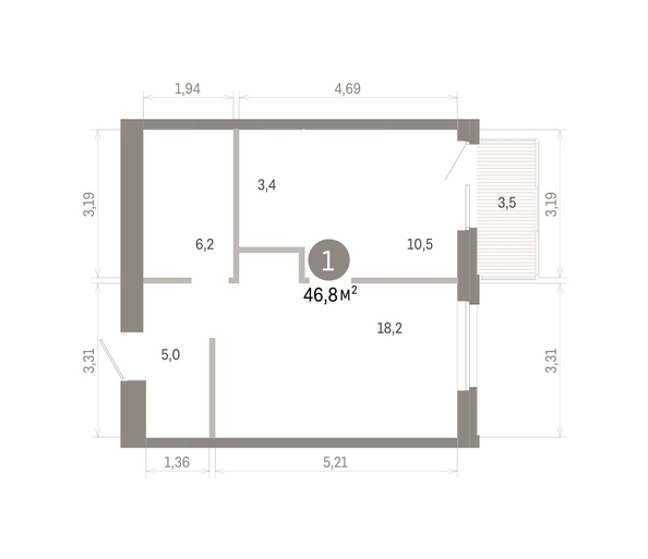 
  Продается 1-комн. квартира 46.77 м², в ЖК Город на озере. Фото 1.