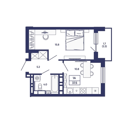 
  Продается 1-комн. квартира 37.5 м², в ЖК Сподвижники, дом 3. Фото 1.