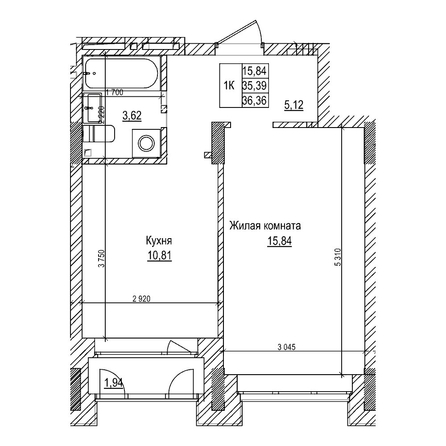
  Продается 1-комн. квартира 35.3 м², в ЖК Комсомольский проспект, дом 2. Фото 1.