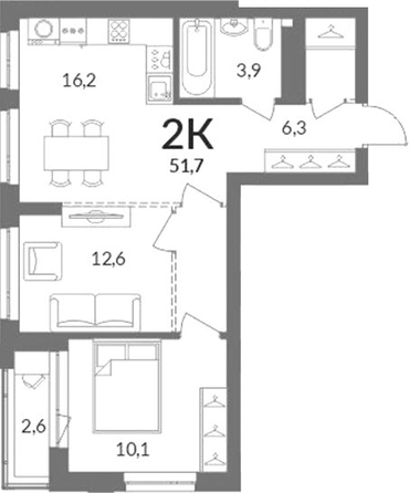
  Продается 2-комн. квартира 50.4 м², в ЖК Горская Лагуна. Фото 1.