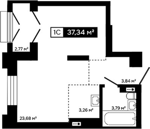 
  Продается студия 34.57 м², в ЖК Платина. Фото 1.